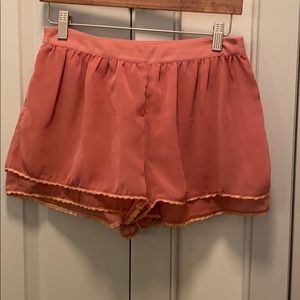 Pink Tiered Side-Zip Shorts